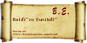 Balázs Euniké névjegykártya